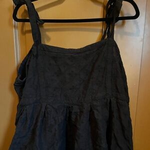 Black Bow-Tie Embroidered Tank Top